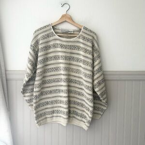 Vintage Basic Editions Ivory Neautral Striped Sweater size medium